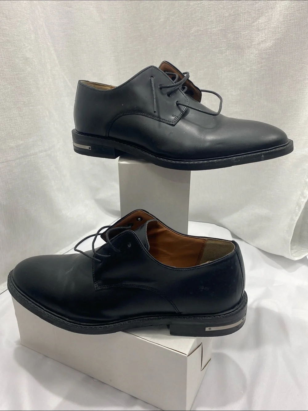 Men's Black Leather Derby Shoes - Classic Lace-Up